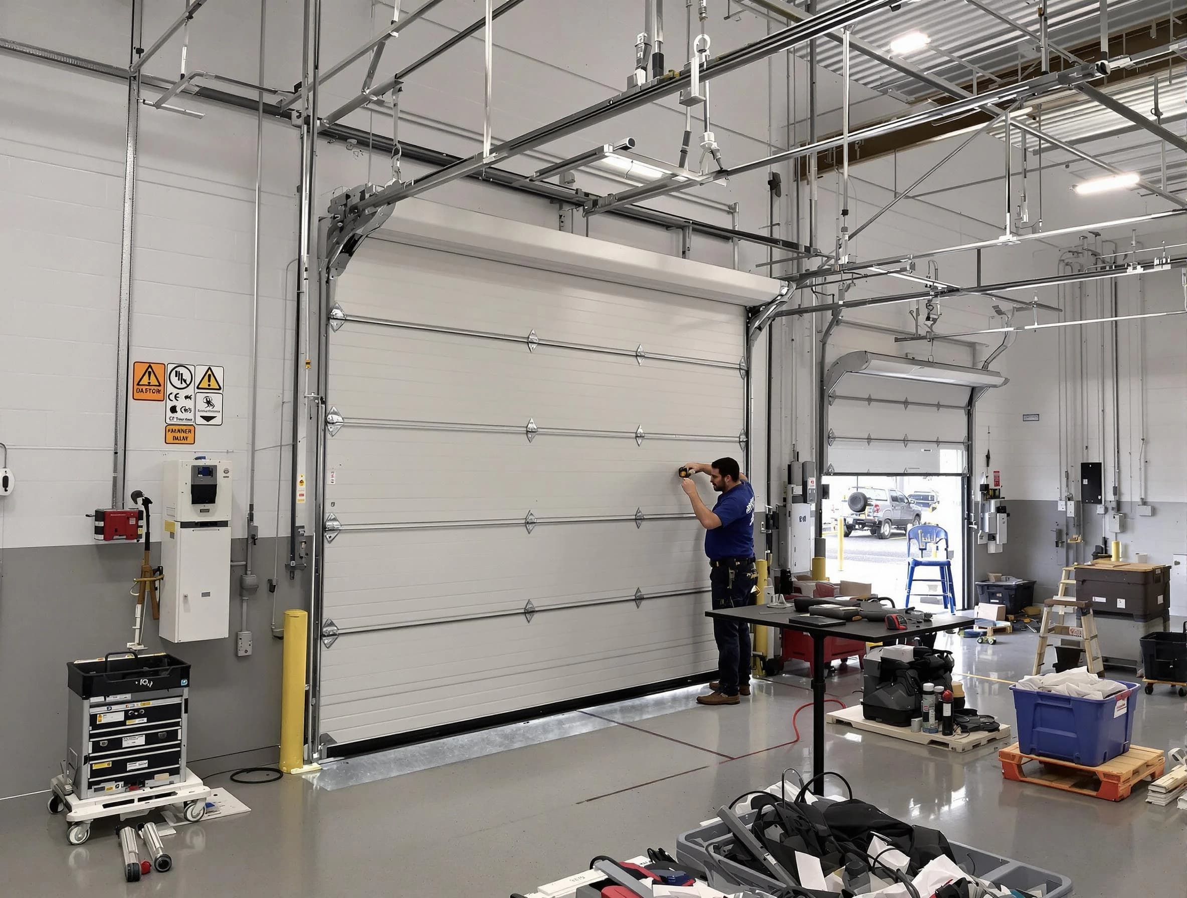 Commercial garage door repair being performed by Paramus Garage Door Repair expert in Paramus