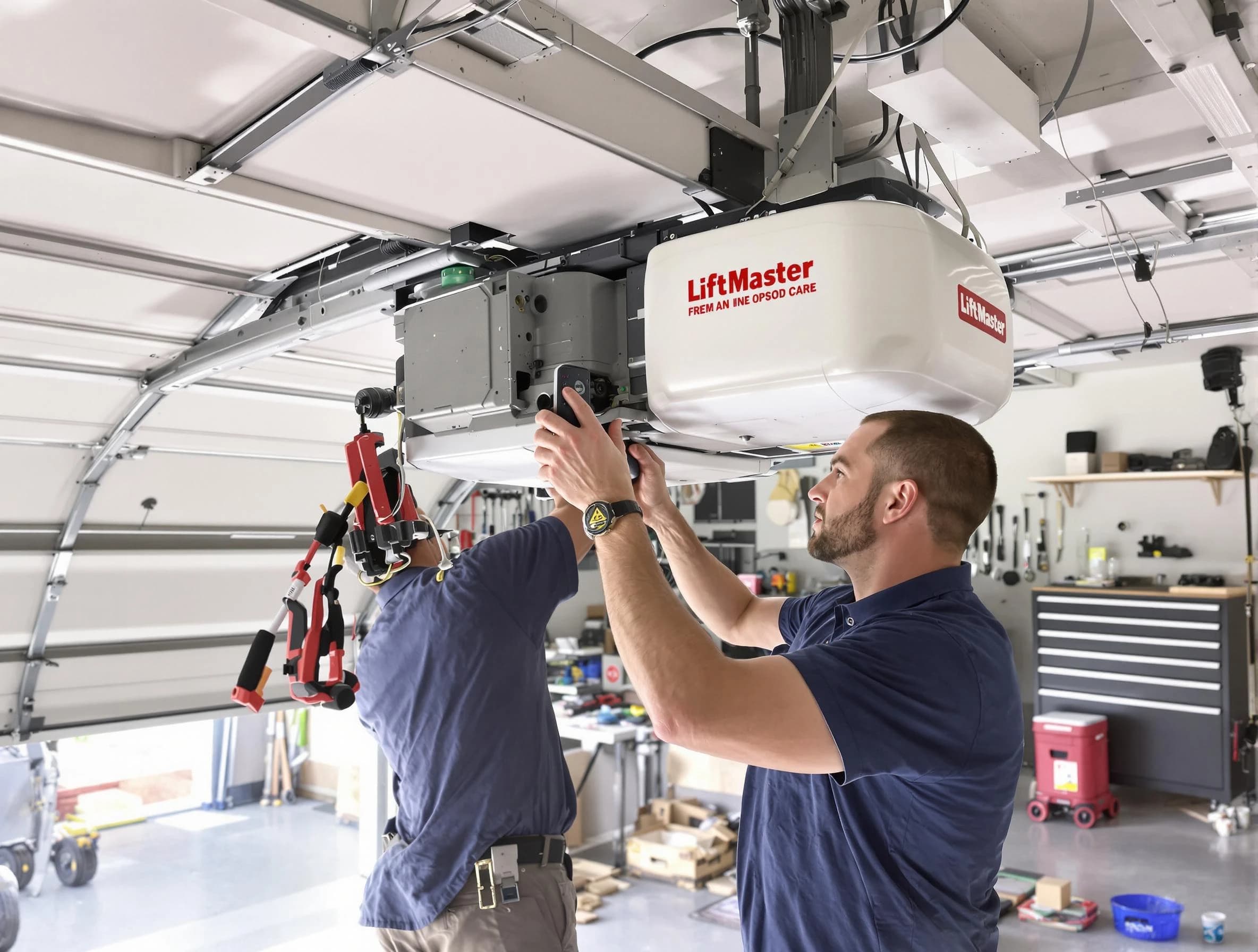 Paramus Garage Door Repair technician performing advanced diagnostics on garage opener in Paramus