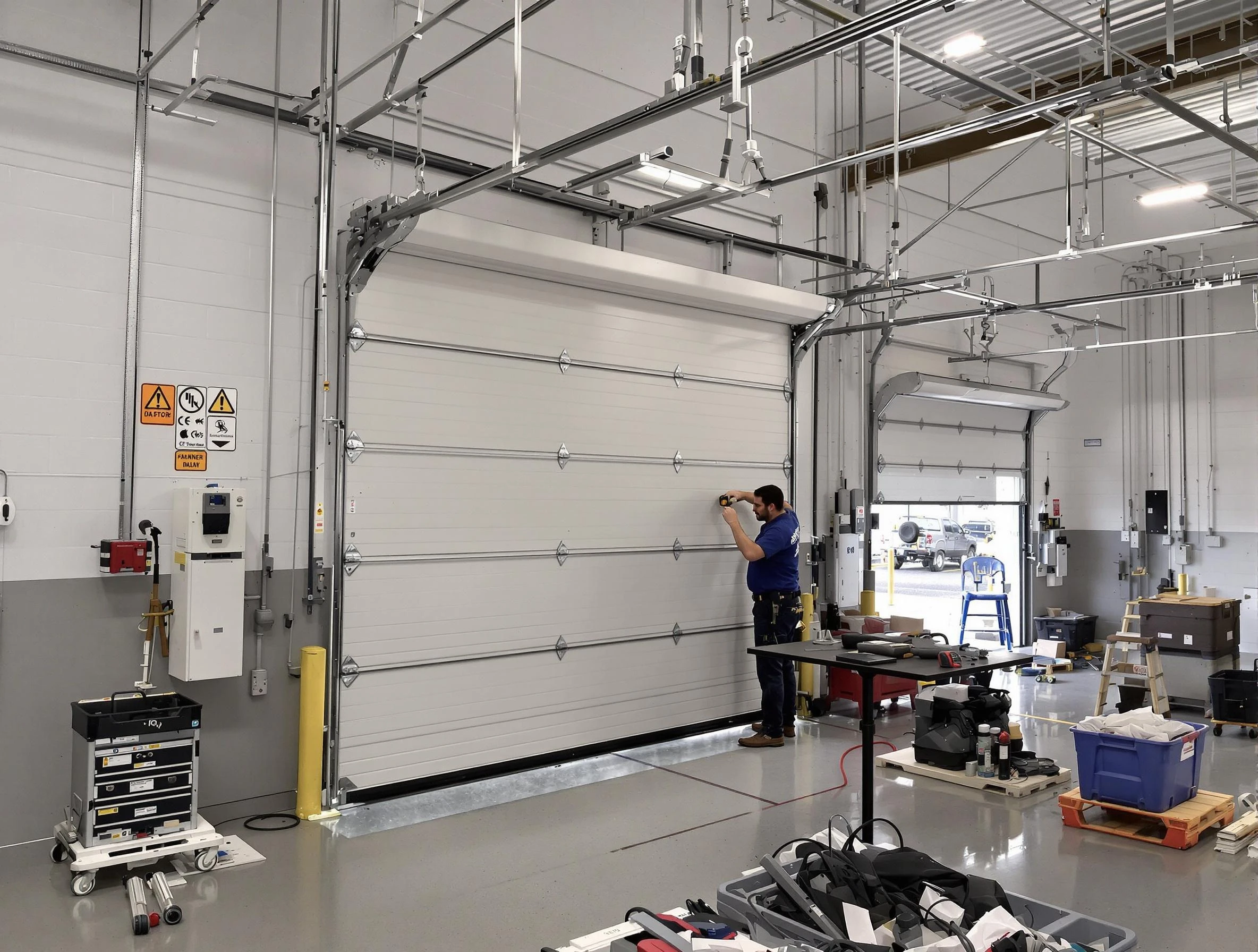 Commercial garage door repair being performed by Paramus Garage Door Repair expert in Paramus